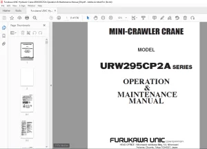 FURUKAWA UNIC MINI-CRAWLER CRANE URW295CP2A OPERATION & MAINTENANCE MANUAL PDF