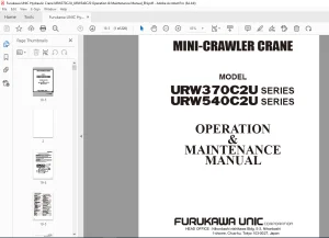 FURUKAWA UNIC MINI-CRAWLER CRANE URW370C2U URW540C2U Series Operation & Maintenance Manual PDF