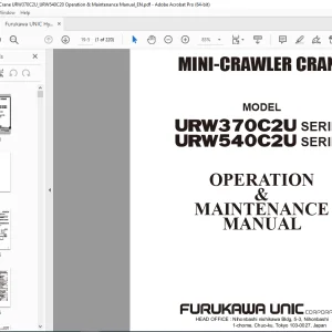 FURUKAWA UNIC MINI-CRAWLER CRANE URW370C2U URW540C2U Series Operation & Maintenance Manual PDF