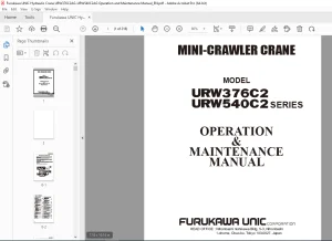 FURUKAWA UNIC MINI-CRAWLER CRANE URW376C2 URW540C2 Series Operation & Maintenance Manual PDF