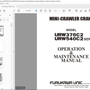 FURUKAWA UNIC MINI-CRAWLER CRANE URW376C2 URW540C2 Series Operation & Maintenance Manual PDF