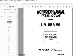 FURUKAWA UNIC UR SERIES UR220 UR250 UR260 UR290 UR330 UR360 UR500 HYDRAULIC CRANE WORKSHOP MANUAL PDF
