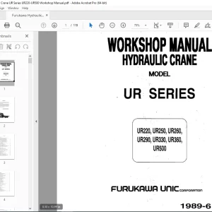FURUKAWA UNIC UR SERIES UR220 UR250 UR260 UR290 UR330 UR360 UR500 HYDRAULIC CRANE WORKSHOP MANUAL PDF