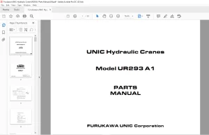 FURUKAWA UNIC UR293 A1 Hydraulic Cranes Parts Manual PDF DOWNLOAD