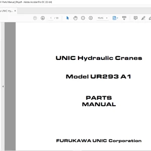 FURUKAWA UNIC UR293 A1 Hydraulic Cranes Parts Manual PDF DOWNLOAD