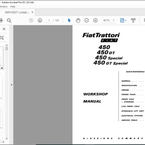 Fiat Trattori 450 450 DT 450 Special 450 DT Special Workshop Manual 06910057 - PDF DOWNLOAD