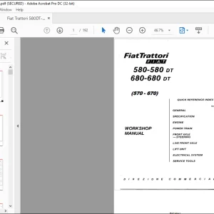 Fiat Trattori 580 580 DT 680 680 DT (570 - 670) Workshop Manual - PDF DOWNLOAD