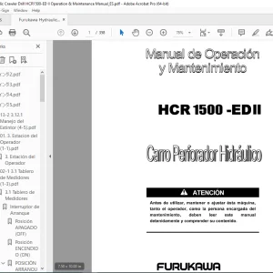 Furukawa Hydraulic Crawler Drill  HCR 1500 1EDII Manual de Operación y Mantenimiento -  PDF DOWNLOAD (Spanish)