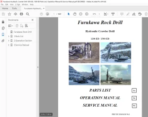 Furukawa Rock Drill 1200-ED 1500-ED Hydraulic Crawler Drill Parts & Operation & Service Manual PDF