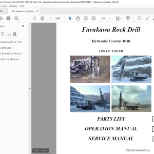 Furukawa Rock Drill 1200-ED 1500-ED Hydraulic Crawler Drill Parts & Operation & Service Manual PDF