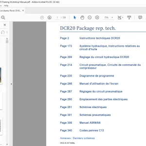 Furukawa UNIC Formation au forage de roche DCR 20 DTH Manuel d'atelier - PDF DOWNLOAD (French)