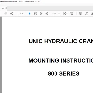 Furukawa UNIC HYDRAULIC CRANE 800 SERIES MOUNTING INSTRUCTION MANUAL -  PDF DOWNLOAD