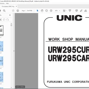Furukawa UNIC Hydraulic Crane URW295CUR URW295 CAR WorkShop Manual - PDF DOWNLOAD