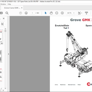 Grove Crane GMK 3060i Spare Parts Manual Part 1 - PDF DOWNLOAD