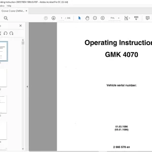 Grove Crane GMK 4070 Operating Instruction Manual - PDF DOWNLOAD