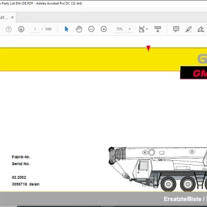 Grove Crane GMK 4075 Spare Parts Manual - PDF DOWNLOAD