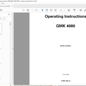 Grove Crane GMK 4080 Operating Instruction Manual 2085249 - PDF DOWNLOAD