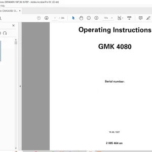 Grove Crane GMK 4080 Operating Instruction Manual 2085464 - PDF DOWNLOAD