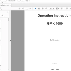 Grove Crane GMK 4080 Operating Instructions Manual 2084519 - PDF DOWNLOAD