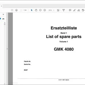 Grove Crane GMK 4080 Spare Parts Manual 3011057 - PDF DOWNLOAD