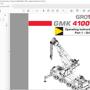 Grove Crane GMK 4100 Operating Instructions Part 1 Driving 3112343 - PDF DOWNLOAD