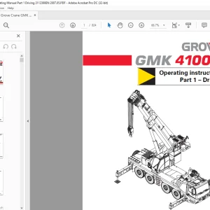 Grove Crane GMK 4100 Operating Manual Part 1 Driving 3112390 - PDF DOWNLOAD
