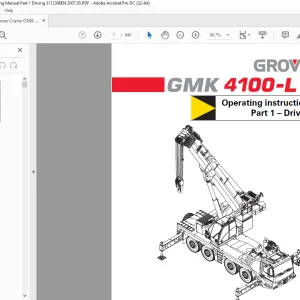 Grove Crane GMK 4100L Part 1 Driving Operating Manual 3112396 - PDF DOWNLOAD