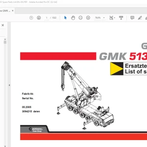 Grove Crane GMK 5130-1 Spare Parts Manual 3094215 - PDF DOWNLOAD