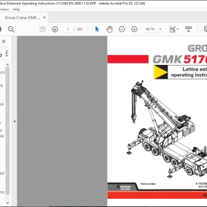 Grove Crane GMK 5170 Lattice Extension Operating Instructions Manual - PDF DOWNLOAD