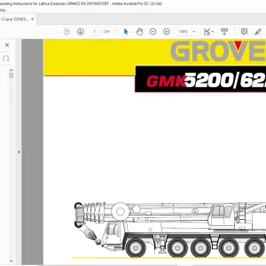 Grove Crane GMK 5200 GMK 6220 Lattice Extension Operating Instructions Manual 2084622 - PDF DOWNLOAD