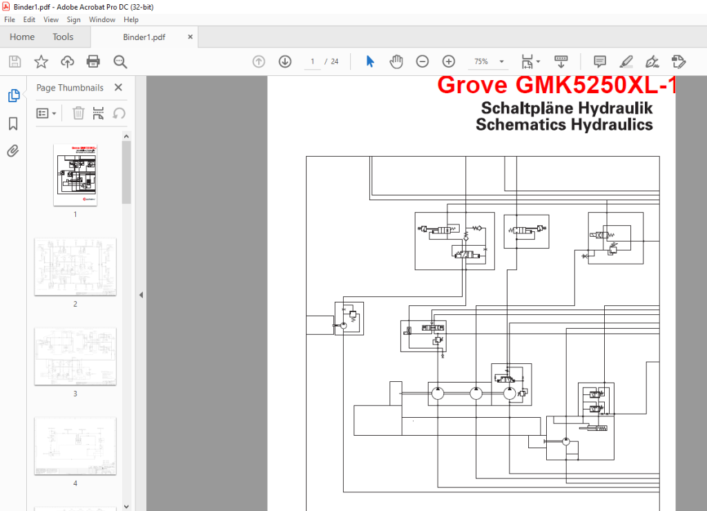 Grove Crane Gmk 5250xl-1 Hydraulics Schematics Manual - Pdf Download 