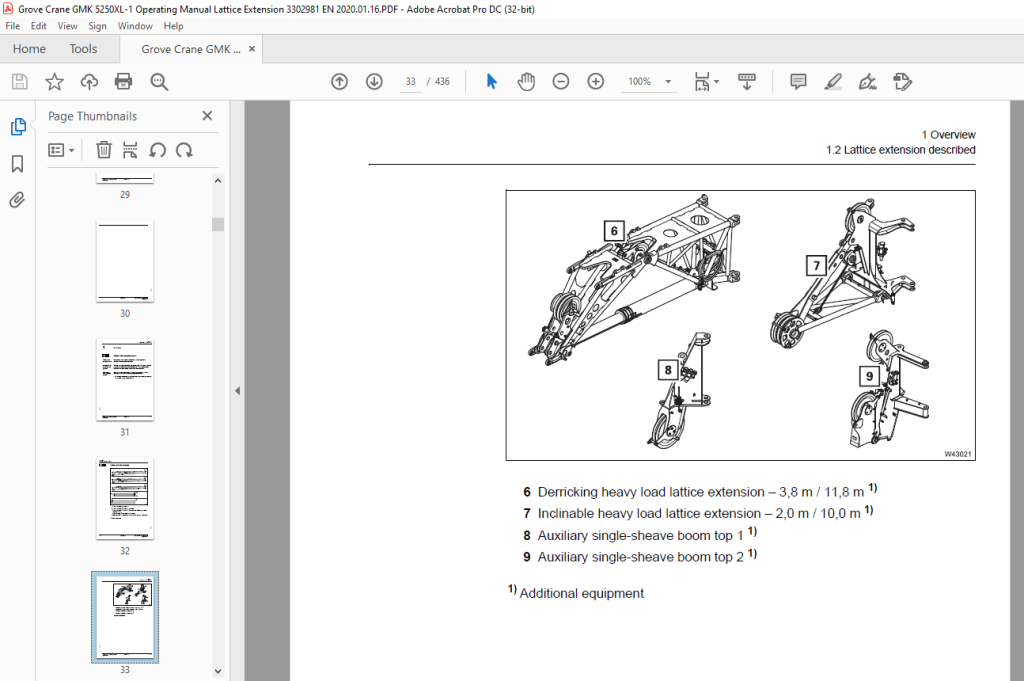 Grove Crane GMK 5250XL-1 Lattice extension Operating Manual - PDF ...