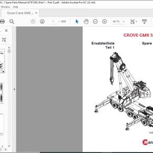 Grove Crane GMK 5250XL-1 Spare Parts Manual 4276729A (Part 1 - Part 5) - PDF DOWNLOAD