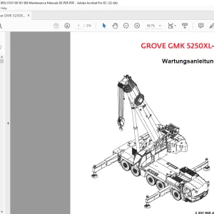 Grove Crane GMK 5250XL-1 Wartungsanleitung DE - PDF DOWNLOAD (German)