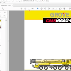 Grove Crane GMK 6220 L Carrier Operating Instruction Manual 2084715 - PDF DOWNLOAD