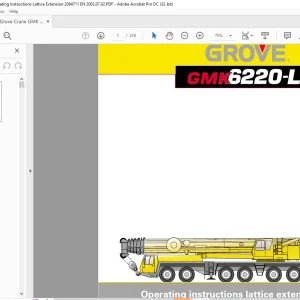 Grove Crane GMK 6220 L Lattice Extension Operating Instructions Manual 2084711 - PDF DOWNLOAD
