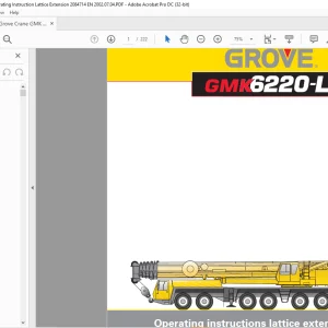 Grove Crane GMK 6220 L Lattice Extension Operating Instructions Manual 2084714 - PDF DOWNLOAD