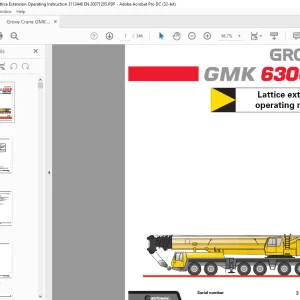 Grove Crane GMK 6300 Lattice Extension Operating Manual SN 3112446 - PDF DOWNLOAD