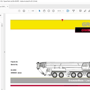 Grove Crane GMK 6300 Spare Parts List Manual SN 3066630 - PDF DOWNLOAD