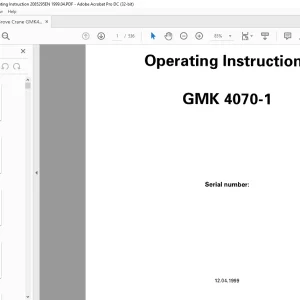 Grove Crane GMK4070-1 Operating Instruction Manual SN 2085295 - PDF DOWNLOAD