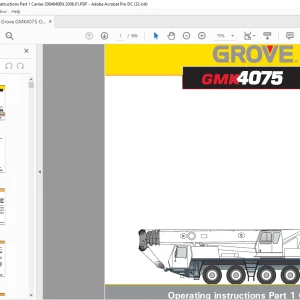 Grove Crane GMK4075 Operating Instructions Part 1 Carrier 2084640 - PDF DOWNLOAD