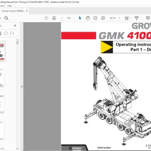 Grove Crane GMK4100 Operating Manual Part 1 Driving 3112344 - PDF DOWNLOAD