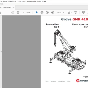 Grove Crane GMK4100 spare parts List Manual 3179605 (Part 1 – Part 5) - PDF DOWNLOAD