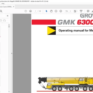 Grove Crane GMK6300 Operating Manual for Megalift SN 2084993 - PDF DOWNLOAD