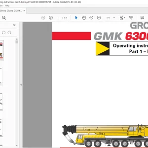 Grove Crane GMK6300 Part 1-Driving Operating Instructions Manual SN 3112200 - PDF DOWNLOAD