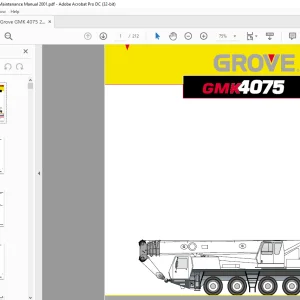 Grove GMK 4075 Truck Crane Maintenance Manual SN 2084643 - PDF DOWNLOAD