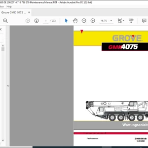 Grove GMK4075 Mobilkrans Wartungsanleitung 2084680 - PDF DOWNLOAD (German)