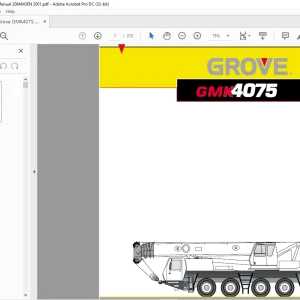 Grove GMK4075 Truck Crane Maintenance Manual SN 2084643 - PDF DOWNLOAD