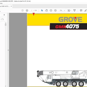 Grove GMK4075 Truck Crane Maintenance Manual SN 2084680 - PDF DOWNLOAD