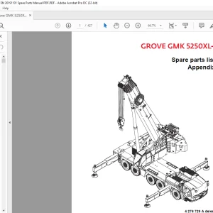 Grove Manitowoc Crane GMK 5250XL-1 Appendix Spare Parts Manual - PDF DOWNLOAD